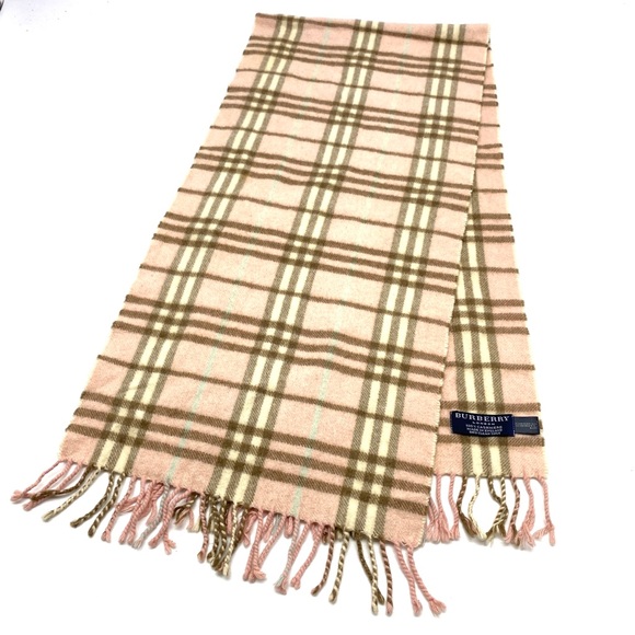 BURBERRY LIGHT PINK CASHMERE NOVA CHECK PLAID WOMENS WINTER WARM SCARF - Picture 1 of 4